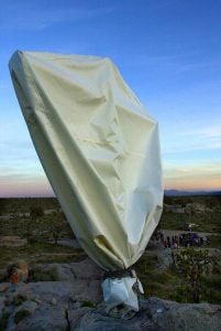 About 50 people gathered by the covered cross on the Mojave National Preserve before sunrise for Easter morning service Eric Reed Photographer