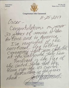 Rep. Garamendi letter to Oscar Rodriguez, Jr.