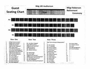 Oscar Rodriguez's name is included on the seating chart for Roberson's retirement ceremony.