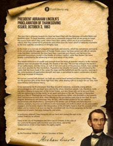 Thanksgiving Proclamation | President Abraham Lincoln | First Liberty