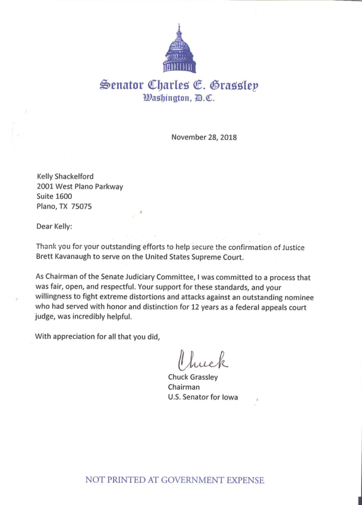 Chuck Grassley Letter First Liberty
