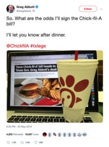 Governor Abbot | Save Chick-fil-A Bill | First Liberty