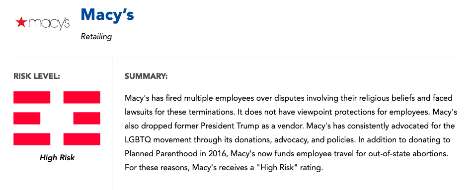 Macy's Charged with Discrimination Against Employee with High Risk