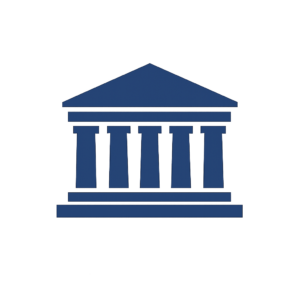 Neoclassical Courthouse Icon In Dark Blue